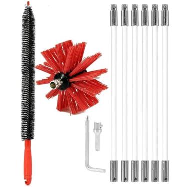 Imagem de Kit de escova de limpeza de chaminé, escova de chaminé ZDHQLHJ com 6 hastes de nylon flexíveis, kit de limpeza de ventilação de secador, para chaminés de perfuração, lareiras, dutos de ventilação de