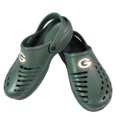 Imagem de FOCO Tamanco unissex NFL com logotipo do time adulto sólido com tira no calcanhar, confortável, sem cadarço, Green Bay Packers, 12-13 Women/11-12 Men