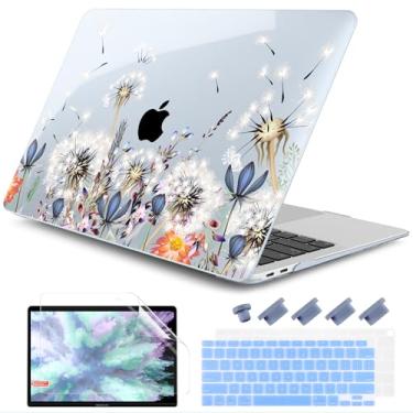 Imagem de DONGKE Capa para MacBook Air de 13 polegadas 2021-2018, compatível com A2337 M1 A2179 A1932 Suporte Retina Display e Touch ID, capa de plástico rígido com película de teclado - Dente-de-leão