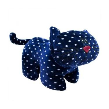 Imagem de Gato Branco, Azul, Vermelho Pintas 30cm Pelúcia - Fofy Toys, Azul