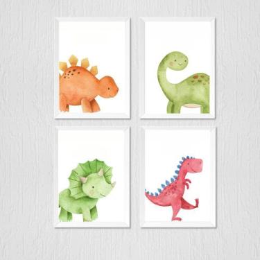 Imagem de Kit Quadro Infantil Baby Menino Dinossauro - 4 Molduras 20x30cm - no-b