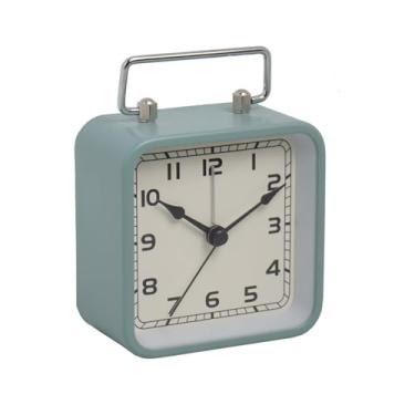Imagem de hezhuhe2258 Despertador digital quadrado de metal pequeno despertador de mesa relógio silencioso cama de estudante sono relógio de mesa de quartzo luminoso para pessoas com sono pesado (azul claro)