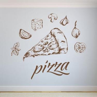 Imagem de Adesivos de parede Fast Food Pizza Shop placa sala de jantar restaurante cozinha adesivos vinil decoração moderna murais papel de parede 110 x 100 cm