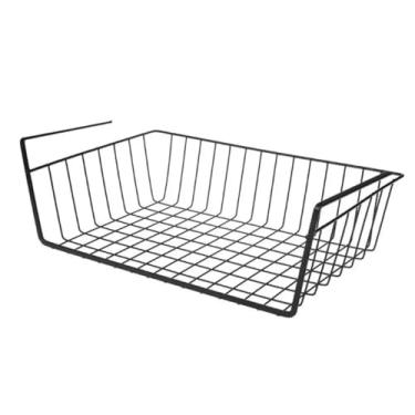 Imagem de Cesto Organizador Multi-funcional de Encaixe de Mesa Estante Ideal para Organização de Escritório Bancada de Trabalho Cozinha Suspenso Metálico com Gancho 34cm Supra Supply (Preto)