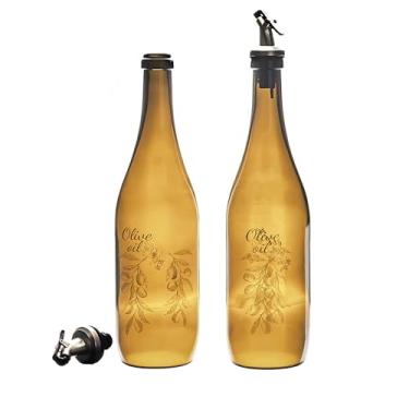 Imagem de the mask el turko Conjunto de dispensador de azeite de oliva, vinagre, dissipador de óleo, garrafas de óleo para cozinha, dissipador de xarope de romã, garrafa de vinagre (750 ml) (2 peças clássicas)