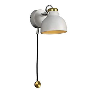 Imagem de Luminária de parede LED para quarto, regulável, feita de metal, com interruptor de toque, luminária de cabeceira, design para leitura, sala de estar, corredor, branca