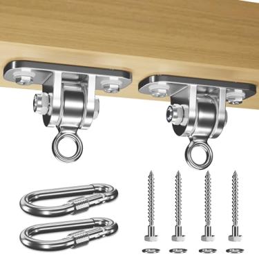 Imagem de EFEALL Cabides de balanço para conjunto de madeira, 2 peças duráveis de aço inoxidável com capacidade de 1088 kg, ferragens de balanço para rede, varanda, assento de ioga, ideal para playground