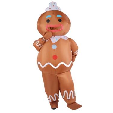 Imagem de Opemon Fantasia inflável de Natal, fantasia de gengibre, para adultos, vestido extravagante, biscoito de Natal, cosplay, festa de Halloween