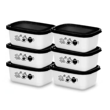 Imagem de Kit 6 Marmitas Porta Mantimentos Potes Vasilhas Plásticas