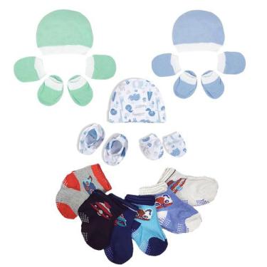 Imagem de Kit Roupas de Bebê 15 Peças Kit Touca Sapatinho Luva e Meias - Koala B