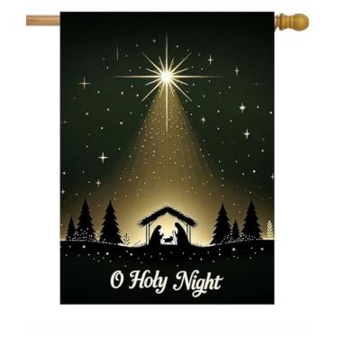 Imagem de Pickako Presépio O Holy Night Shining Star Tradicional História de Natal Bandeira de Jardim 71 x 101 cm, Bandeiras de Quintal de Boas-Vindas Decorativas Externas Dupla Face para Casa e Pátio