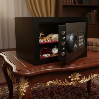 Imagem de Cofre Eletrônico Digital Com Segredo Senha ou Chaves 31x20x20 Grande Resistente