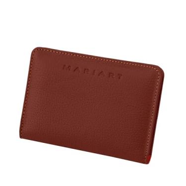Imagem de Carteira Feminina de Couro Bovino Legítimo p/Cartões, RG, Cédulas Dobradas Mariart Garnet (Terracota)