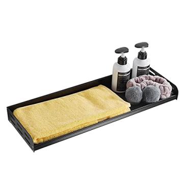 Imagem de WYUYIWH Prateleira de banheiro preta para chuveiro montada na parede, sem perfuração, espaço adesivo, alumínio, para cozinha, banheiro, 40 cm