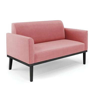 Imagem de Poltrona Namoradeira Decorativa Isabella Pés Fixo em Madeira Preto Suede Rose G19 - Gran Belo