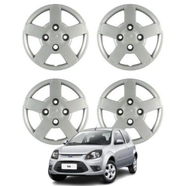 Imagem de Jogo Calota Aro 13 Ford KA 2008-2012 Cubo Baixo Prata - Grid Calotas