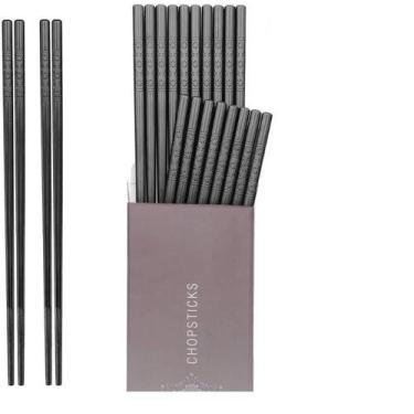 Imagem de Pauzinhos HIWARE Fiberglass Reutilizáveis 10 pares - Preto 24cm