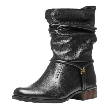 Imagem de Bota Feminina Cano Baixo Moderna em Couro Estilo Leve Pegada-Feminino