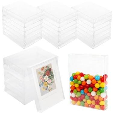 Imagem de WOPPLXY 70 caixas de lembrancinhas transparentes, 18 x 13 x 2,5 cm, caixa de presente transparente retangular de PVC para embalagem de sobremesa, doces, casamento, presente de dia dos namorados