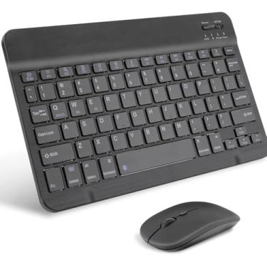 Imagem de Combo Teclado e Mouse Bluetooth Ultrafino Sem Fio, Portátil e Recarregável E Teclado sem Fio - Compatível com Tablets Android, Celular, Smartphone, iPhone, iPad mini, Pro Air 10.2 10.9 11 12.9