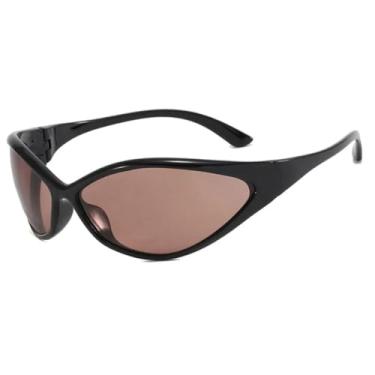 Imagem de HCPIHF Óculos de sol punk femininos, moda vintage, masculino, esportivo, à prova de vento, UV400 (chá preto)