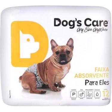 Imagem de DOG’S CARE Fralda Descartável Para Cães Machos - Fralda Absorvente Para Cachorros Idosos e Filhotes - Tamanho P - Cintura de 22 a 33cm - 12 Unidades
