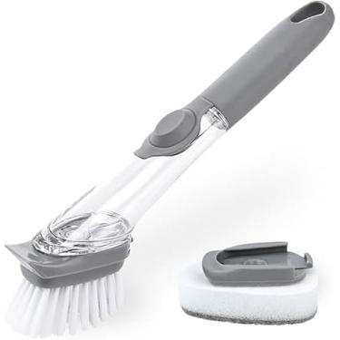 Imagem de Escova Multiuso 2 em 1 com Reservatório de Detergente – Ideal para Louças, Pias e Panelas