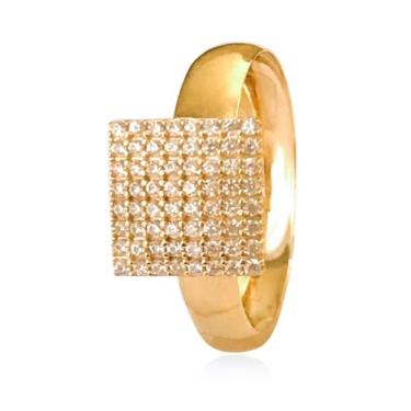 Imagem de Anel Feminino Chuveiro Quadrado Ouro 18k 750 C/Zircônias Acompanha Estojo e Certificado (16)