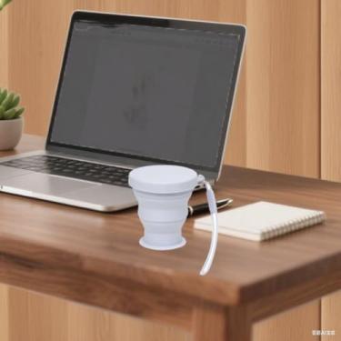 Imagem de Copo de água dobrável para gargarejo ao ar livre, copo de silicone dobrável com cordões embutidos, adequado para caminhadas ao ar livre, acampamento e viagens, azul