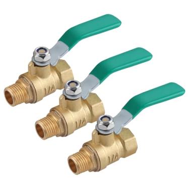 Imagem de 3 peças 1/10.2 cm válvula de esfera de latão resistente interruptor de desligamento 1/4 polegada rosca Npt macho e fêmea encaixe de tubulação adaptador de acoplamento reto com alça de operação de 180