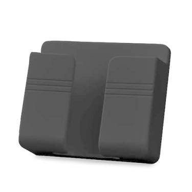 Imagem de 2 peças de suporte de telefone montado na parede - perfurador - caixa de armazenamento gratuita (preto)