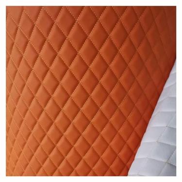 Imagem de Couro sintético acolchoado vinil PVC tecido de couro sintético impermeável tecido de couro sintético acolchoado com ponto de diamante acolchoado forro de linho estofado (Oranje, 1,6 x 1m)