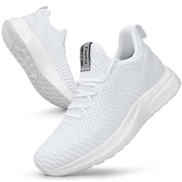 Imagem de Feethit Tênis feminino tênis de caminhada antiderrapante tênis leve casual para viagem academia trabalho garçonete enfermeira, Branco claro, 6.5