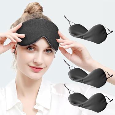 Imagem de Máscara de dormir, máscara dupla face quente e fria para dormir pacote com 3, venda macia ajustável para bloqueio de luz, máscara de sono confortável para viagens, soneca, meditação preta