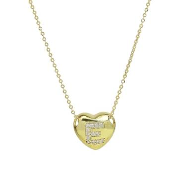 Imagem de 1 conjunto de coração de letra A a Z banhado a prata, colar feminino, colar feminino, joia fina, presente para mamãe, 44.5cm, Cobre, Sem Pedra Preciosa