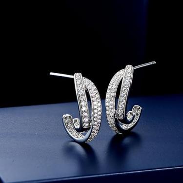 Imagem de Brincos de zircônia cúbica pavimentada com design de cruz extravagante, acessórios femininos, 0.71, Latão, Zircônia cúbica