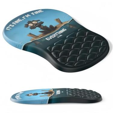 Imagem de YiRing Mouse pad ergonômico suporte de pulso com design de massagem, descanso de pulso engraçado para cães e alívio da dor com espuma de memória, mousepad para mouse sem fio