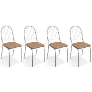 Imagem de Kit 4 Cadeiras De Cozinha Noruega 2c077 4 Un Cromada Capuccino