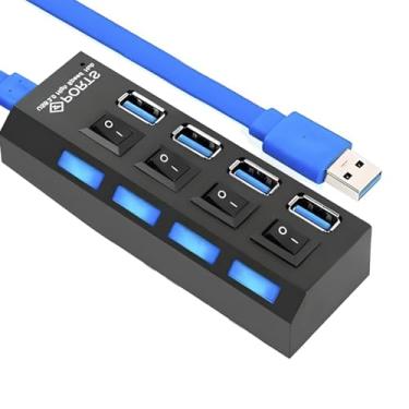 Imagem de hub usb 3.0 7 ou 4 portas alta velocidade 5gbps Adaptador USB PRemium Compativel com Computador Notebook Impressoras (4 Portas)