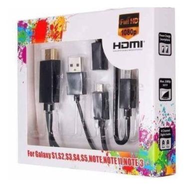Imagem de Kit Completo Mhl Cabo Hdmi Micro Usb V8 1.5 Metros Full Hd