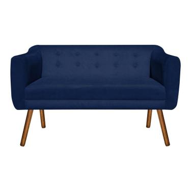 Imagem de Namoradeira Julia 2 Lugares 1,40 Suede Azul Marinho Castanho