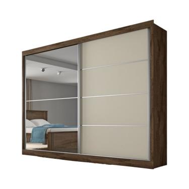 Imagem de Guarda Roupa Verona Plus 1 Porta Espelhado 100% Mdf Brauna-off White-brauna