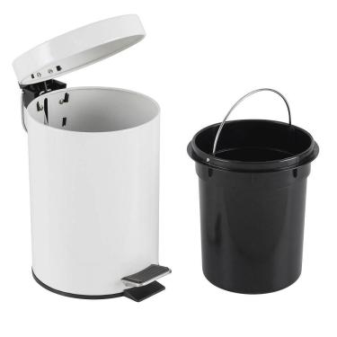 Imagem de Lixeira Inox Branca 5 Litros Pedal Cesto Lixo 5l Vintage Quarto Banheiro Cozinha Coleta Seletiva Praticidade E Estilo