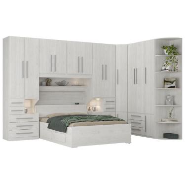 Imagem de Guarda-roupa De Canto Casal Completo E Com Cama Baú 1222 Carvalho Claro