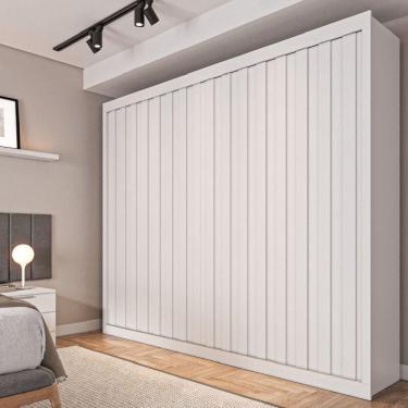 Imagem de Guarda Roupa Rustic 2 Portas Ripado Mademarcs Branco Acetinado