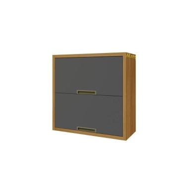 Imagem de Armário Aéreo Cozinha Modulado Imperatriz C/ 2 Portas Freijo/grafite - Nesher