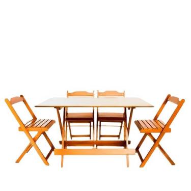 Imagem de Conjunto de Mesa Dobrável 120x70 em Madeira com 6 Cadeiras Dobráveis M