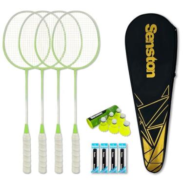 Imagem de Senston Conjunto de raquetes de badminton para quintais, conjunto leve de badminton de 4 a 6 petecas, 4 alças e bolsa para adultos, família, crianças, jogos para iniciantes