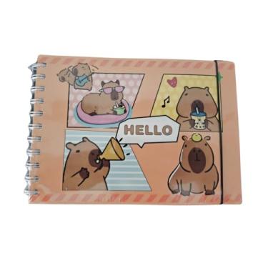 Imagem de Livro de Colorir Infantil dos Ursinhos, Capa Dura AZUL, Caderno de Pintar para Crianças e Adultos, 50 Folhas 180g, Tamanho A5, em Espiral, BOBBIE G (Pessego - Capivara)