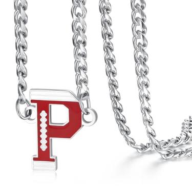 Imagem de NUKAYAI Colar de futebol masculino, pingente de letra A a Z, corrente de futebol de aço inoxidável, 50,8 cm, presentes personalizados para fãs de jogadores e amantes de times, 20", Aço inoxidável, Sem